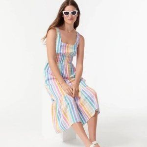 J. Crew Square-Neck Mini Dress in Rainbow Gingham